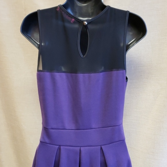 Black mesh and purple skater dress - Picture 4 of 7